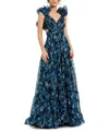 Mac Duggal Tiered Floral Cut-out Chiffon Gown