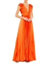 MAC DUGGAL WOMEN'S SATIN PLEATED LACE-UP GOWN