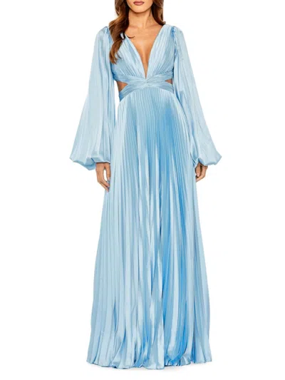 Mac Duggal Women's Satin V-neck Gown In Powder Blue