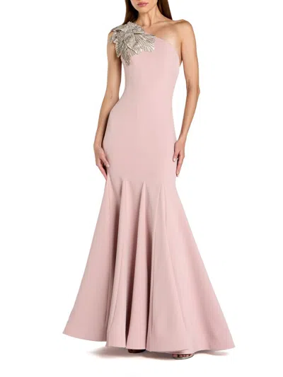 Mac Duggal Women's Seamed Crepe One-shoulder Gown In Pink