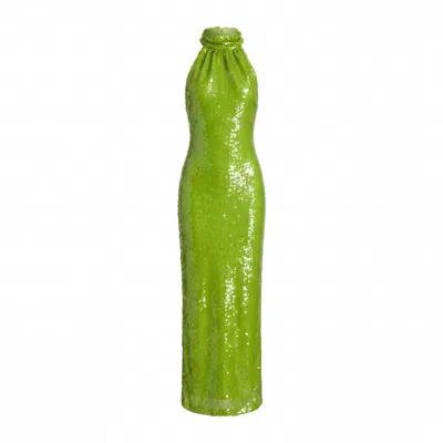 Mac Duggal Women's Sequin Halter Neck Open Back Dress - Green