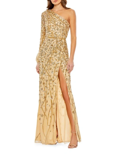 Mac Duggal Women's Sequin One-shoulder Wrap Gown In Gold