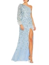 Mac Duggal Women's Sequin One-shoulder Wrap Gown In Ice Blue