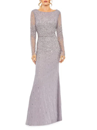 Mac Duggal Womens Embellished Formal Evening Dress In Vintage Lilac
