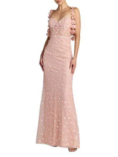 Mac Duggal Women's Sequined Floral Column Gown In Pink