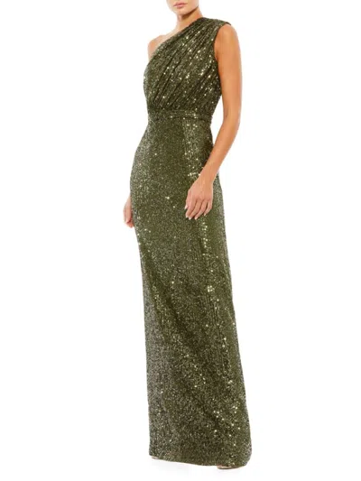 Mac Duggal 26694 Long One Shoulder Formal Prom Gown In Purple