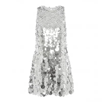 Mac Duggal Women's Silver Paillette Sequin Sleeveless Mini Dress