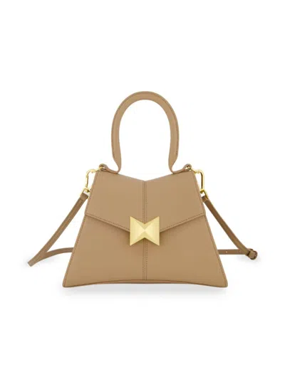 Mac Duggal Women's Small Leather Top-handle Bag In Brown