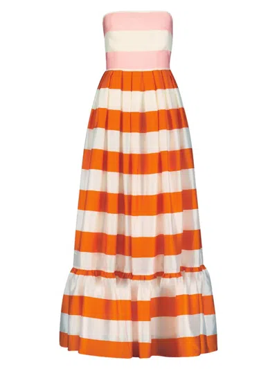 Mac Duggal Women's Striped Tiered Maxi Dress In Sunset