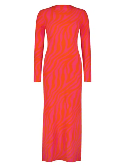 Mac Duggal Women's Tonal Zebra Column Dress In Hot Pink Sunset