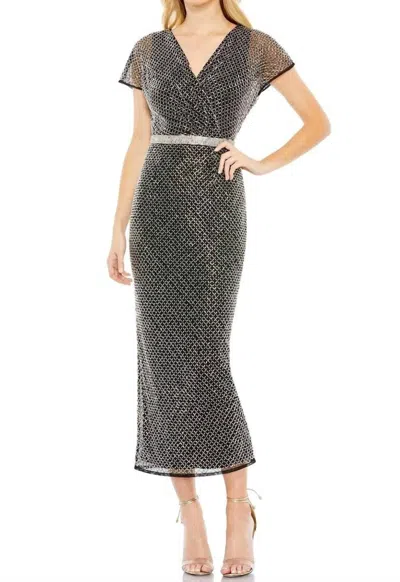 Mac Duggal Women's V-neck Cap Sleeve Formal Dress In Black Silver