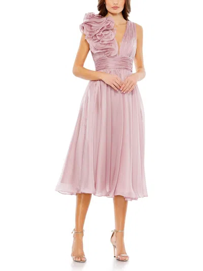 Mac Duggal Sleeveless Chiffon A-line Tea Length Cocktail Dress In Neutral