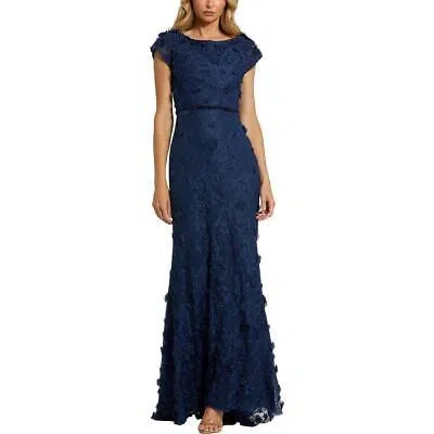 Pre-owned Mac Duggal Womens Applique Lace Special Occasion Evening Dress Gown Bhfo 2721 In Midnight