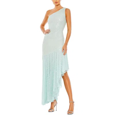 Pre-owned Mac Duggal Womens Beaded Maxi Party Cocktail And Party Dress Gown Bhfo 5121 In Seafoam