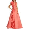 Mac Duggal Ruffle Detail Ruched Chiffon Ballgown In Pink
