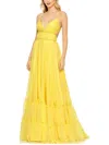 Mac Duggal Empire Waist Tiered Chiffon Gown In Multi