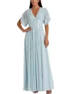 Mac Duggal Womens Chiffon Embellished Evening Dress In Blue