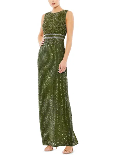 Mac Duggal Womens Chiffon Embellished Evening Dress In Green