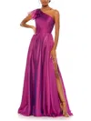 Mac Duggal Pleated One Shoulder Chiffon Gown In Purple