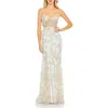 Mac Duggal Womens Corset Seamed Mesh Evening Dress In Multi