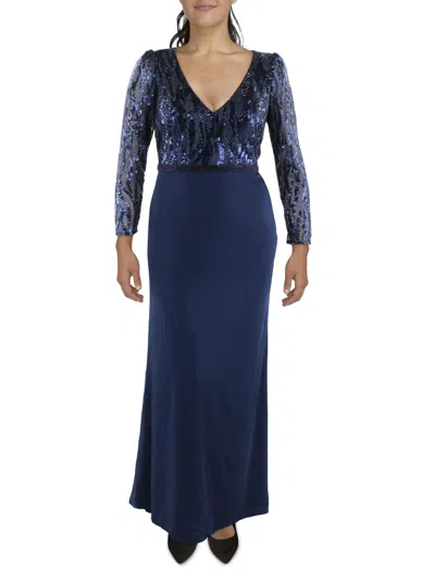 Mac Duggal Womens Embellished Bodice Long Evening Dress In Blue