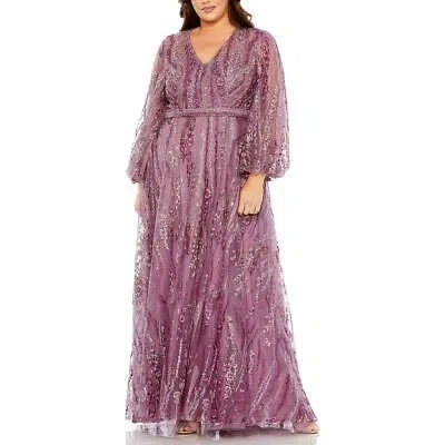 Pre-owned Mac Duggal Womens Embellished Embroidered Evening Dress Gown Plus Bhfo 7558 In Pink