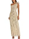 Mac Duggal Womens Embellished Feathers Evening Dress In Multi