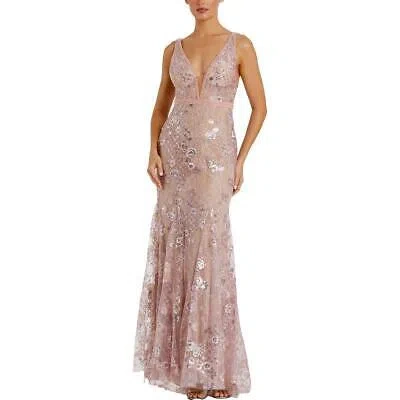 Pre-owned Mac Duggal Womens Embellished Floral Evening Dress Gown Bhfo 9085 In Pink
