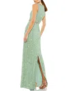 Mac Duggal Sequin Embellished Full Length Column Gown In Blue