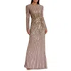 Mac Duggal Women's Embellished Puff Sleeve Side Knot Gown In Brown