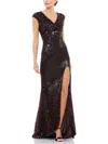 Mac Duggal Embellished Cap Sleeve Trumpet Gown In Brown