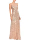 Mac Duggal Sequin Crossover Front Spaghetti Strap Gown In Gold