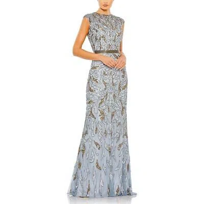 Pre-owned Mac Duggal Womens Embellished Formal Evening Dress Gown Bhfo 4458 In Platinum Gold