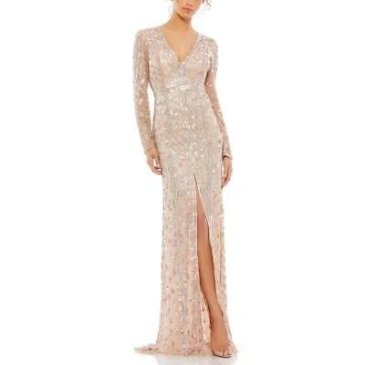 Pre-owned Mac Duggal Womens Embellished Formal Evening Dress Gown Bhfo 6730 In Rose Gold