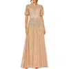 Mac Duggal Embellished Puff Sleeve A-line Gown In Grey