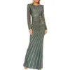 Mac Duggal Women's Embellished Puff Sleeve Side Knot Gown In Grey