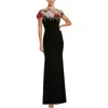 Mac Duggal Embroidered Floral Detail A-line Gown In Multi
