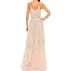 Mac Duggal Embellished Tulle Spaghetti Strap Gown In Pink