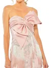 Mac Duggal Bow Front Strapless Fringe Midi Dress In Multi