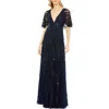 Mac Duggal Embellished V-neck Column Gown In Green