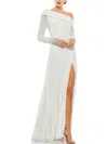 Mac Duggal Womens Embellished Polyester Evening Dress In White
