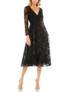 Mac Duggal Womens Embellished Midi Cocktail And Party Dress In Black