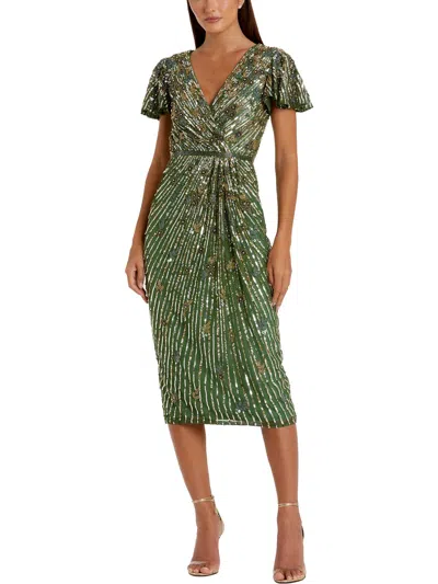 Mac Duggal Womens Embellished Midi Cocktail And Party Dress In Sage