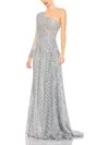 Mac Duggal Embellished One Shoulder A Line Gown In Grey