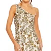 Mac Duggal Womens Embellished One Shoulder Evening Dress In Multi