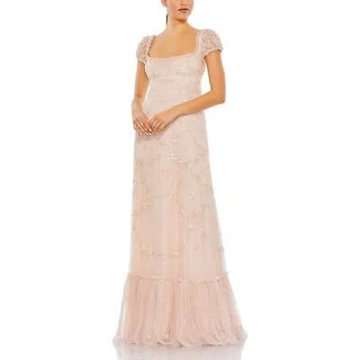 Pre-owned Mac Duggal Womens Embellished Rosette Evening Dress Gown Bhfo 7654 In Pink
