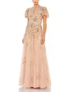 Mac Duggal Flutter Sleeve A-line Gown In Multi
