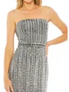 Mac Duggal Embellished Strapless Column Dress In Black