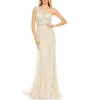 Mac Duggal Womens Embellished Tulle Evening Dress In Neutral