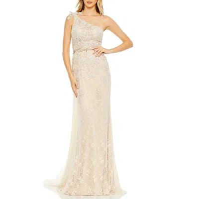 Mac Duggal Womens Embellished Tulle Evening Dress In Neutral